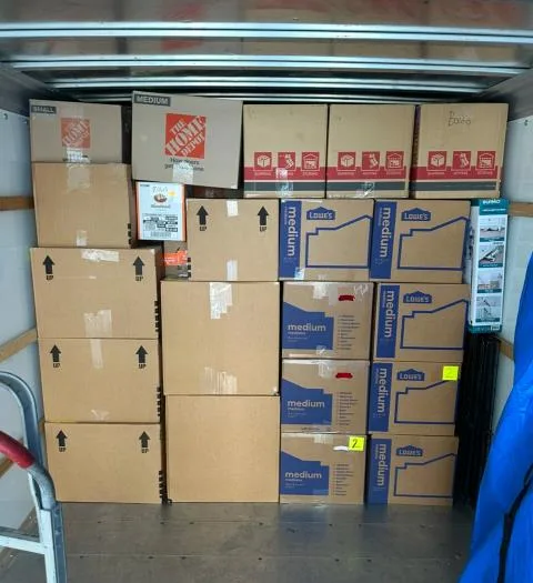 Boxes stacked in clean organized rows